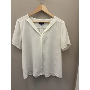 Pendleton Off White Blouse 16 Women's White Short Cap Sleeve Casual Classic